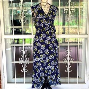 Donna Morgan Floral Ruffle Wrap High/Low Dress NWT